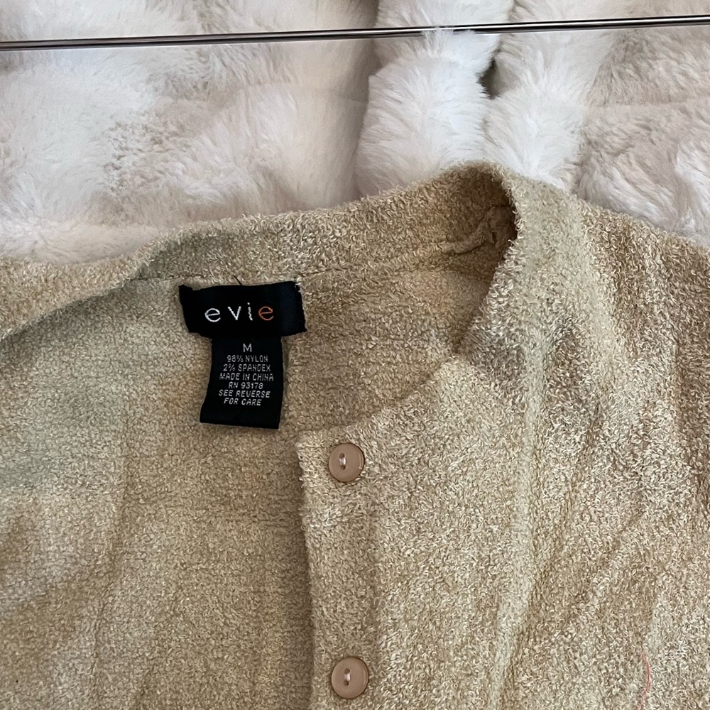 Evie S/M Super Soft Fuzzy Teddy Button Spring Summer Fall Comfy Stretch Cardigan